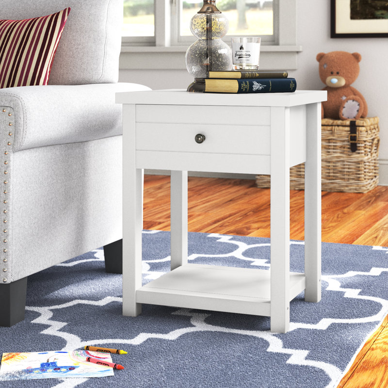 Helene End Table with Storage, White