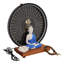 Statue de Bouddha en céramique avec lampe DEL circulaire pour la décoration intérieure-683712957
