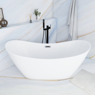 Baignoire de trempage autoportante en acrylique blanc lustré 67 po x 30 po