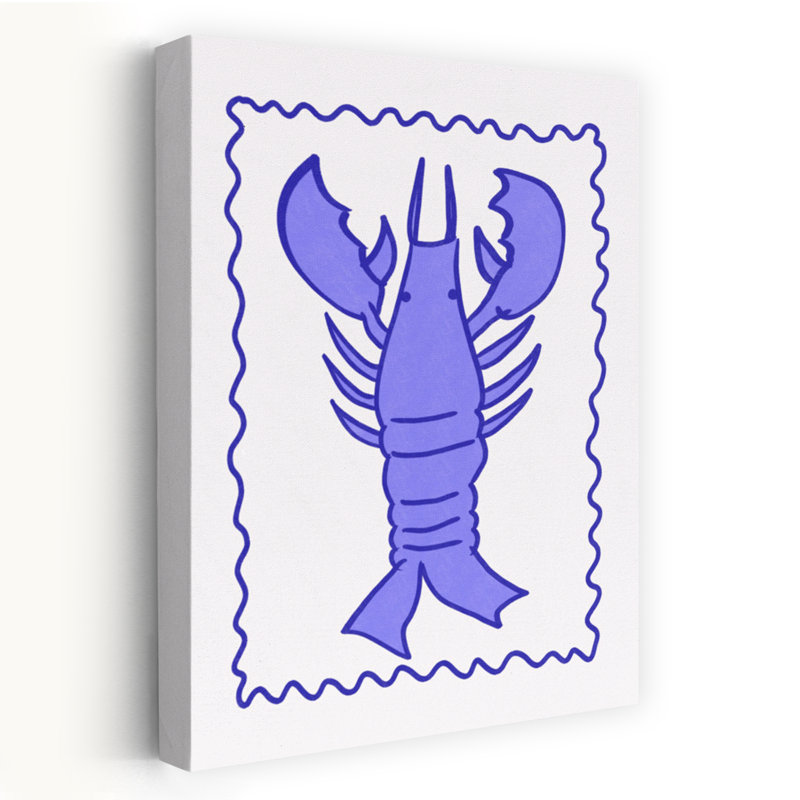 Purple Lobster Stamp by Athene Fritsch - Wrapped Canvas Print, 45.72 cm H x 30.48 cm W