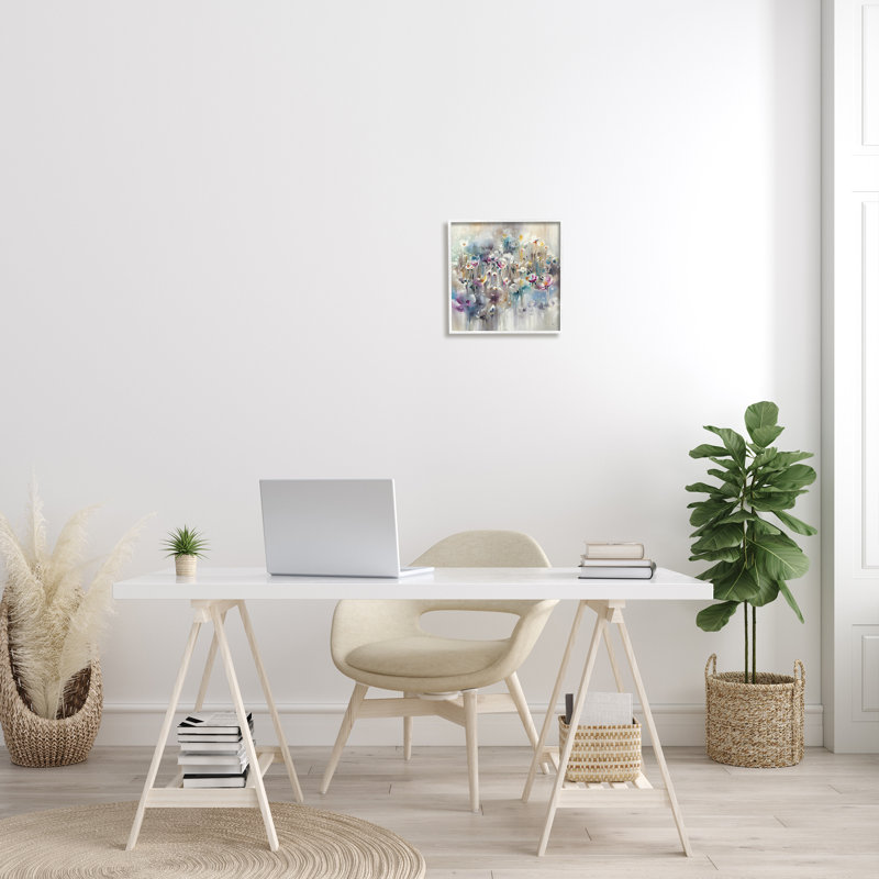 Doux champ floral arrondi - impression, Giclée encadrée blanc bord de mer, H 12 po x l 12 po x P 1,5 po
