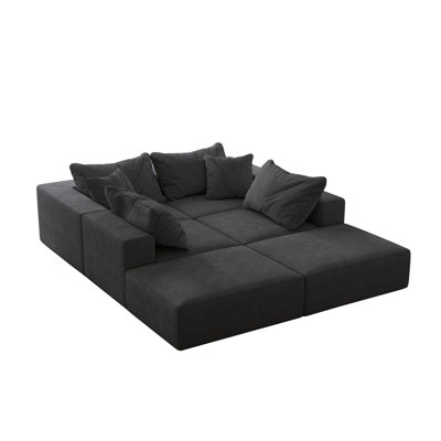 Oversized Sponge Cloud Sofa,Modern Upholstered Sectional Sofa Couch Set,Modular 162" L Shaped Sectional Living Room Sofa Set With 6 Pillows,Free Combination Sofa Couch For Living Room,Bedroom