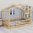Wooden House Bed Frame with Decorative Fence-129063708