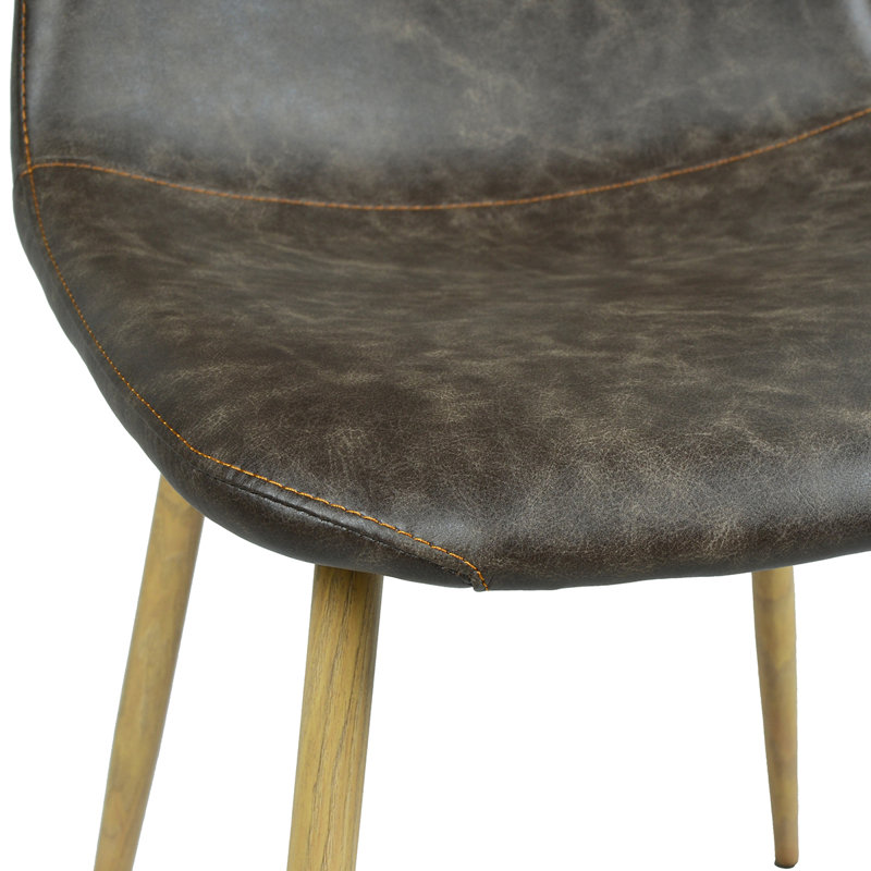 Santa Cruz 45cm H Genuine Leather Upholstered Side Chair, Dark Brown