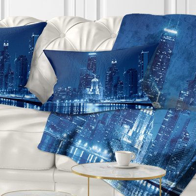 Coussin moderne Cityscape Photo Chicago Skyline Night