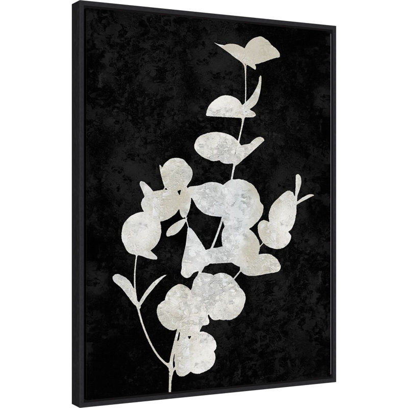 «Plant Life White on Black I» par Danielle Carson - reproduction de cadre flottant sur toile