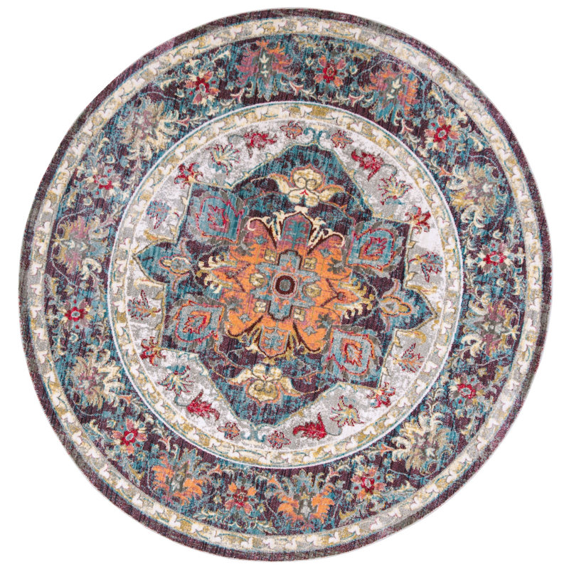 Tapis bleu / mauve Emberlin, Rond 6 pi 7 po