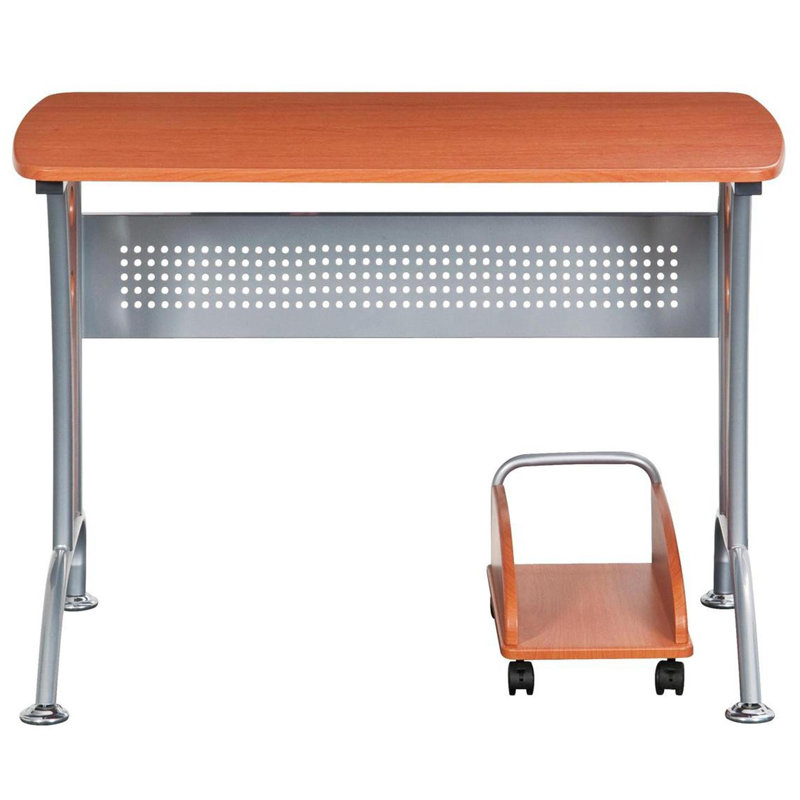 Computer Caddy Table Latitude Run® Modern Computer Desk With Mobile CPU Caddy, Dark Honey ...