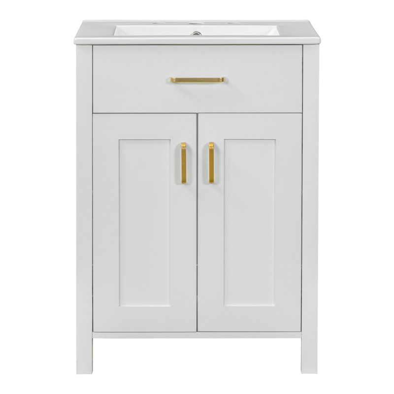 24"Bathroom Vanity Combo with Ceramic sink, White