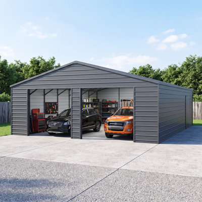 25' x 33' Heavy-Duty Metal Garage Shed with Side Door  for Vehicle parking, Workshops, Farm Equipment
