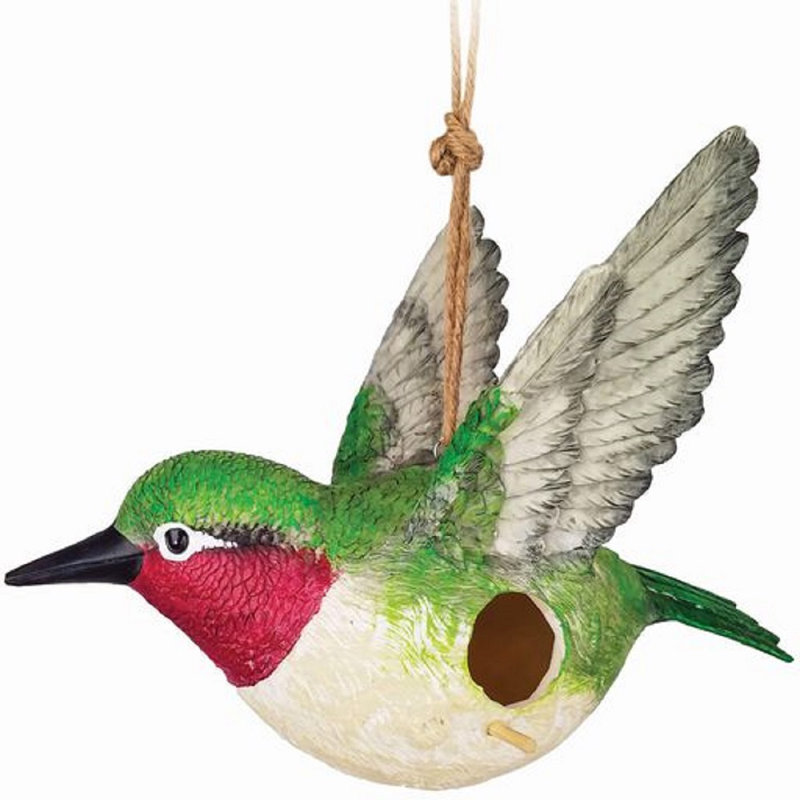 Blue Resin Hummingbird Hanging Birdhouse 12.5"