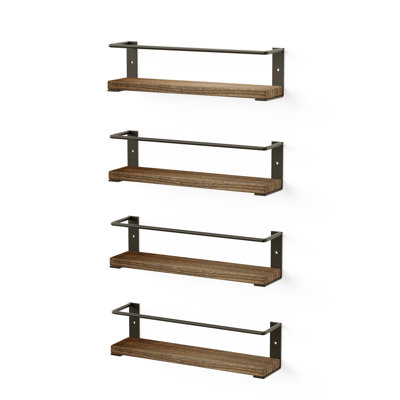 Wood Hanging Spice Rack Organizer 4 Pack, Multi-Purpose for Cabinet Door, Wall, Pantry with 415 Spice Labels