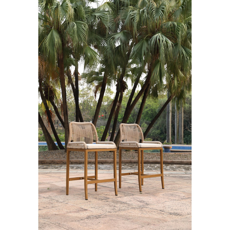 Ensemble de 2 tabourets de patio, corde moderne en aluminium pour la maison de patio