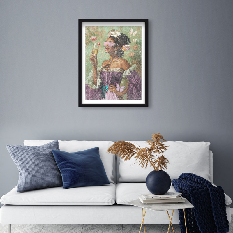 French Queen Elle Canvas Fashion Print by Oliver Gal, 31.5"H x 25.5"W, Natural Oak Frame