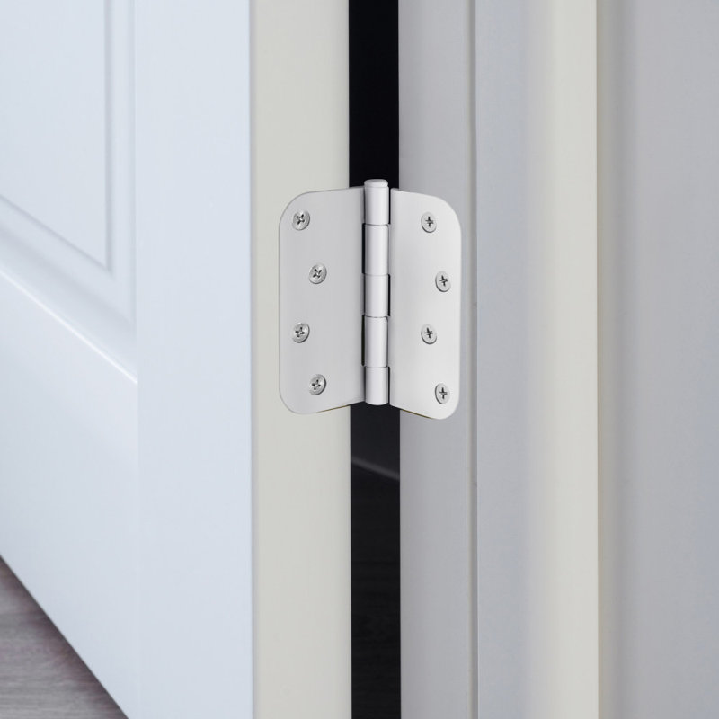 Charnière de porte à roulement simple en acier blanc avec goupille amovible, 4 x 4 po, rayon 5/8 po, paquet de 3, Blanc
