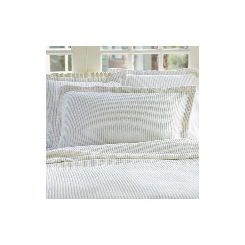 Hudson Stripe Sham, White/Indigo, King