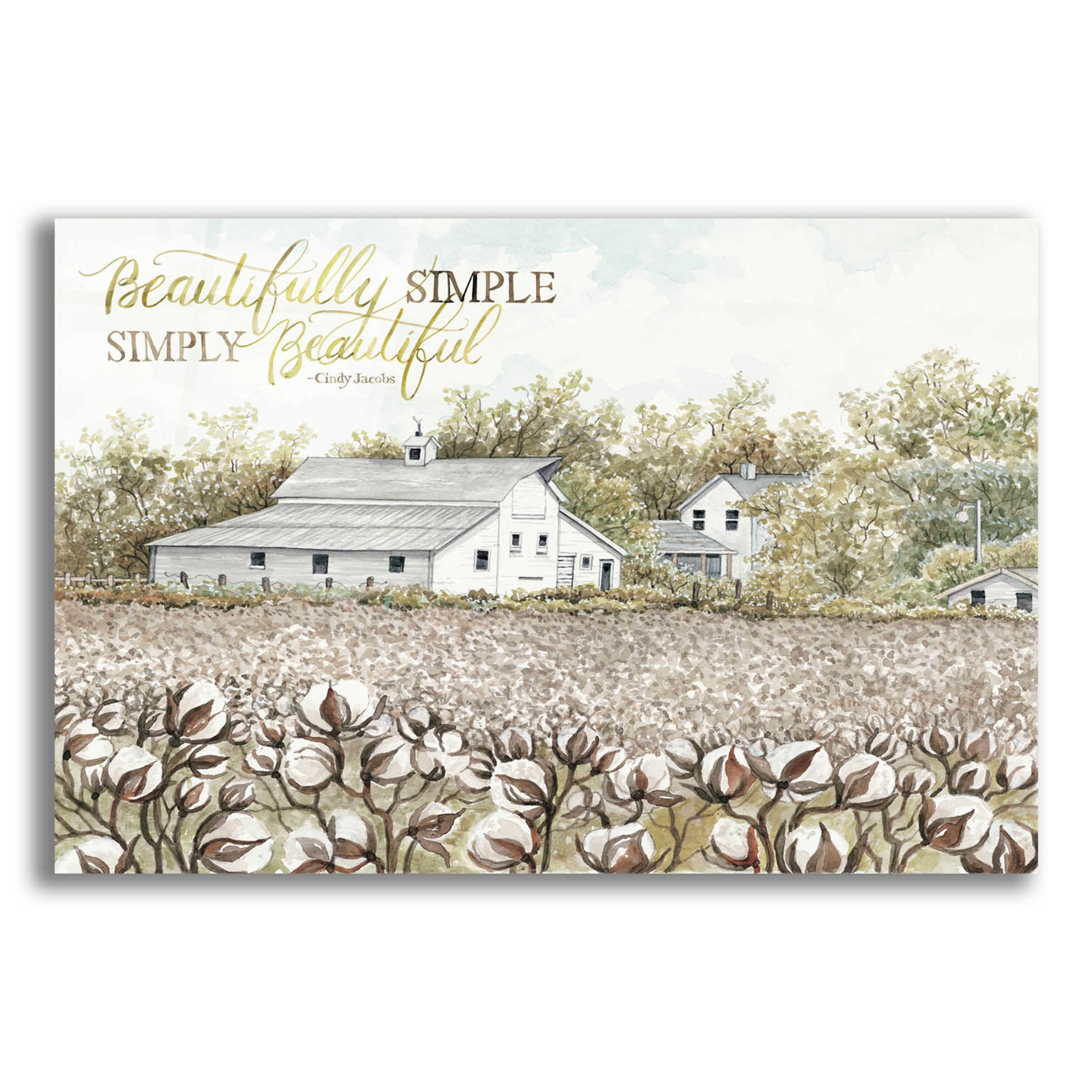 Gracie Oaks Beautifully Simple Cotton Farm by Cindy Jacobs - Unframed ...