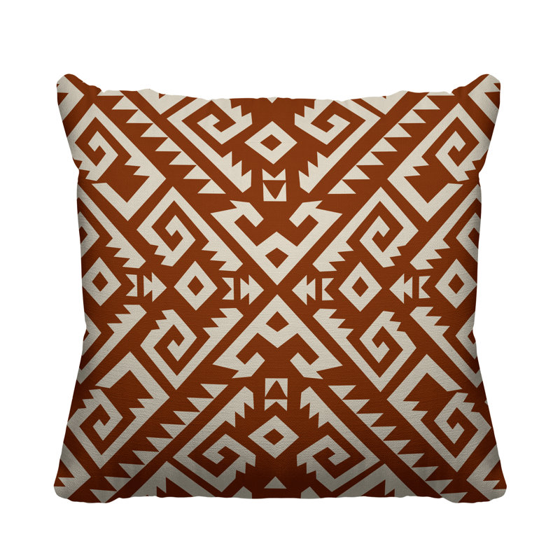 Coussin intérieur / extérieur Chitto Southwestern, L 19 po x H 19 po, Orange brûlé