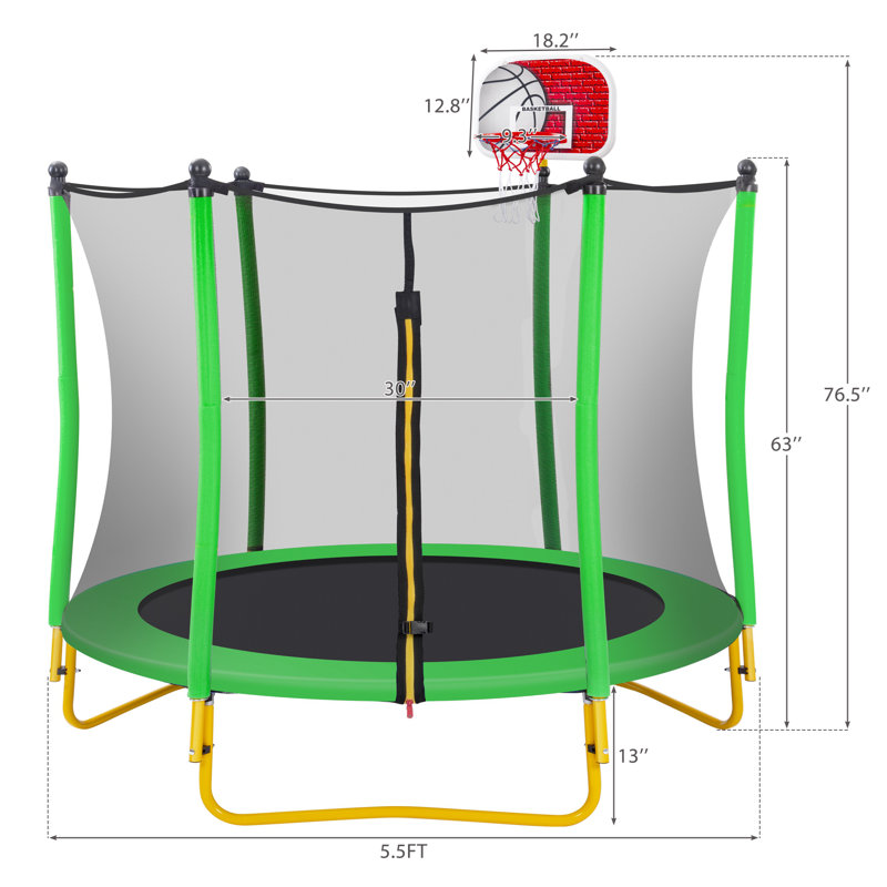 Trampoline pour enfants_76,5 po x 65 po x 65 po, Vert gazon