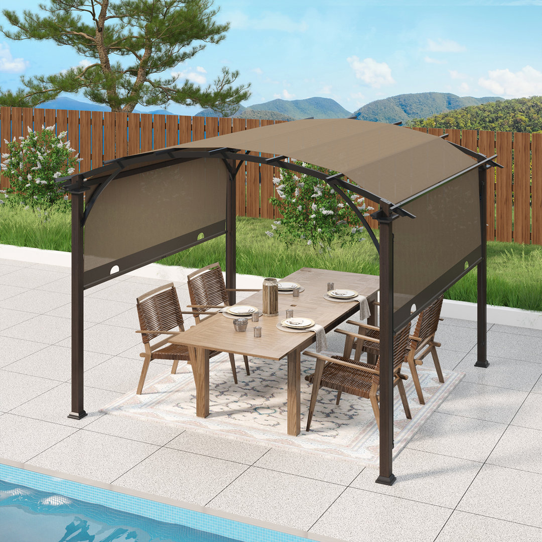 11.4 Ft. W X 11.4 Ft. D Outdoor Garden Steel Pergola with PVC-Coated Polyester Canopy EAGLE PEAK 