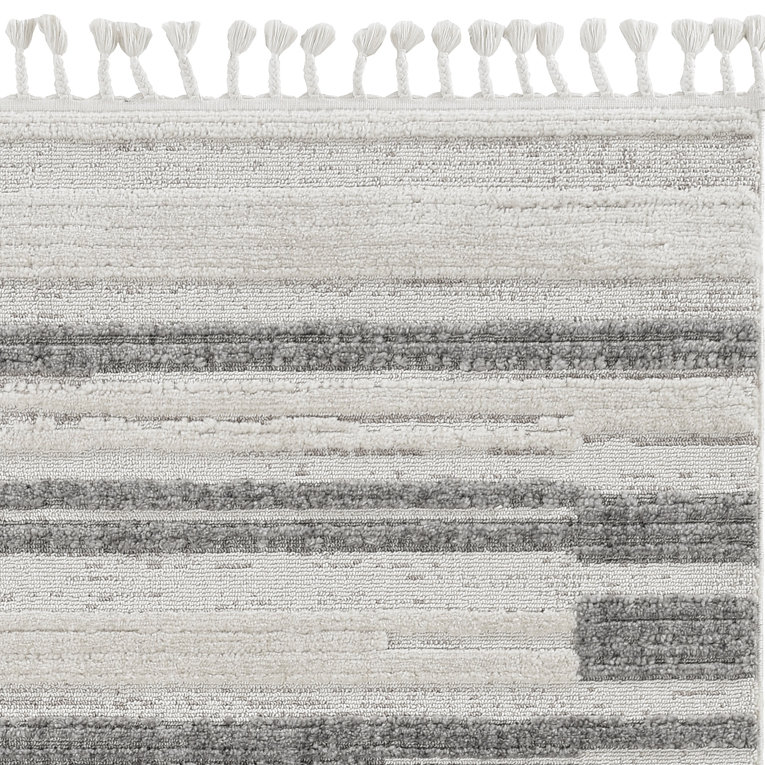 Gray and Ivory Abstract Area Rug, Rectangle 12' x 15'