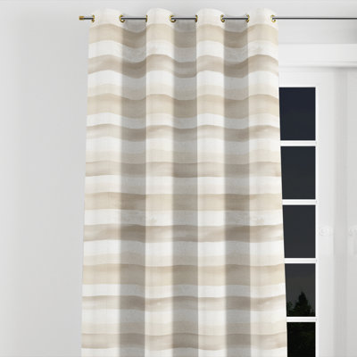 Rideaux à rayures - Rideau à œillets en lin doux beige et blanc moderne - 1 panneau