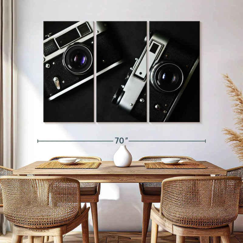 Retro Black Cameras, 20" H x 33" W