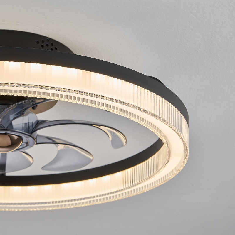 Ventilateur de plafond encastré à intensité variable de 20 po avec lumières DEL Demaury, Noir