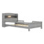 Lit plateforme en bois de style moderne avec lumières DEL, tête de lit avec rangement, garde-corps-1189447009