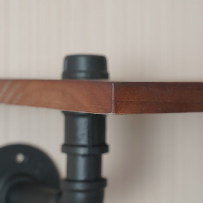 Étagère industrielle en tuyaux, tablettes en tuyaux avec planches de bois, tablettes flottantes en coin fixées au mur, étagère industrielle rustique rétro pour bar-salon