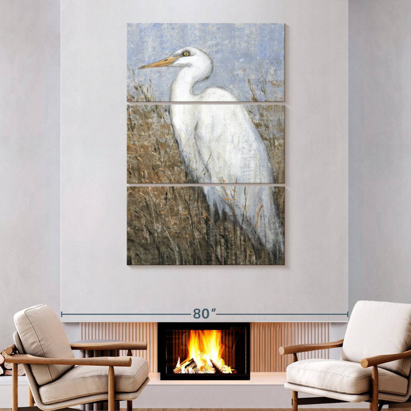 Brampt White Heron II, 74" H x 48" W