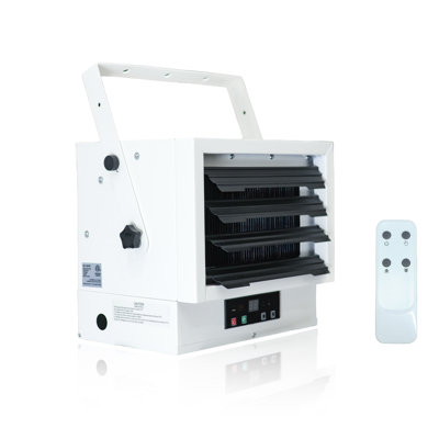 5000 Watt 17060 Btu Electric Ceiling Mounted Garage Heater With Remote, Adjustable Thermostat ,240 Volt Hard-wired Space Heater