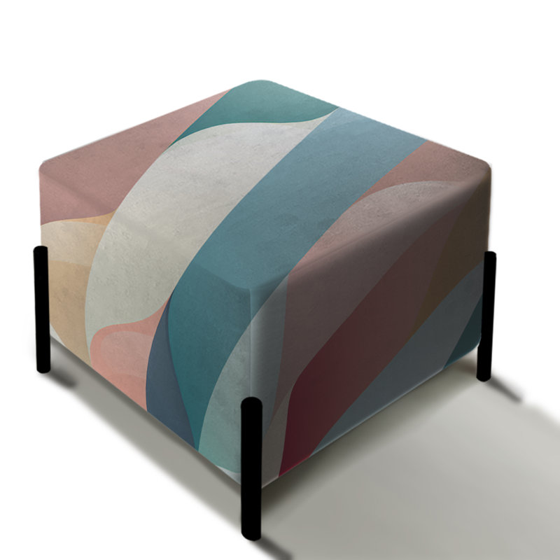 Subdued Elegance - Striped Square Ottoman