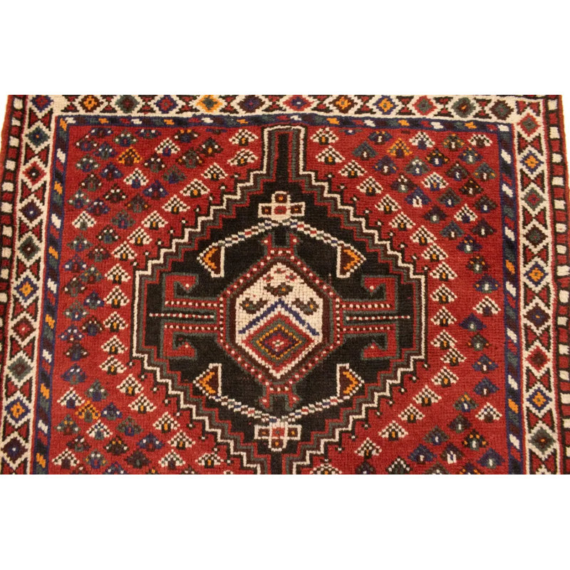 Tapis tribal rouge fait à la main à motif géométrique rouge 3 pi 6 po x 4 pi 9 pi