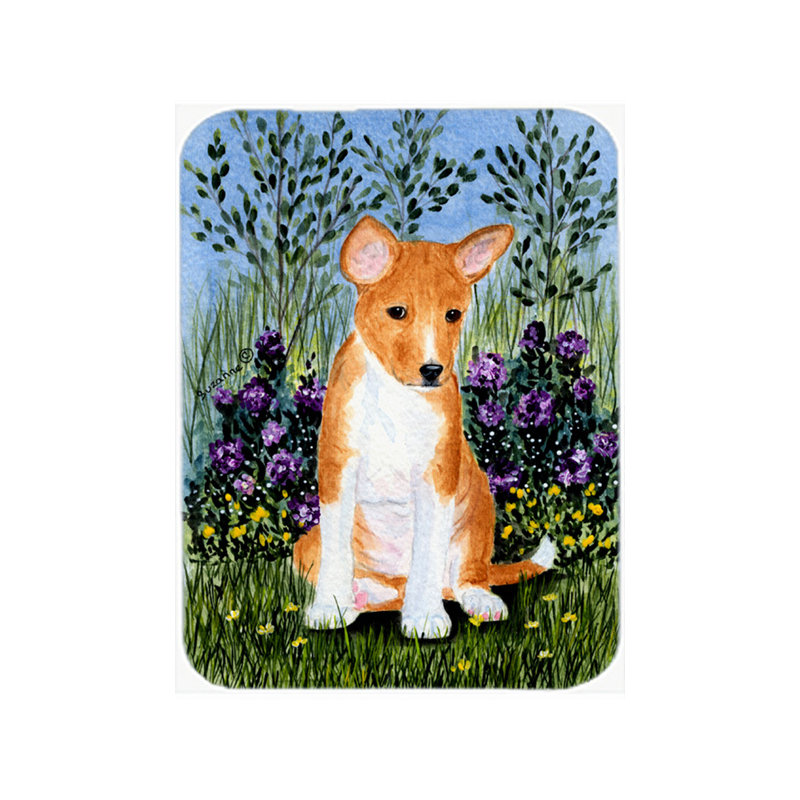 Planche à découper en verre Burniece Basenji and Flowers