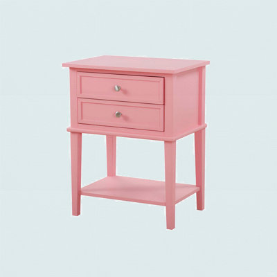 Contemporary Pink Nightstand With Open Shelf