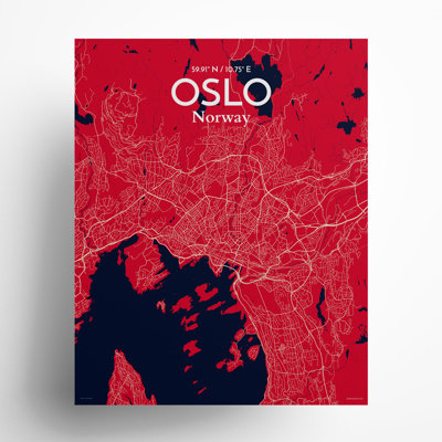 Oslo, carte de la ville, impression