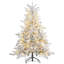 Arbre de Noël artificiel à charnière enneigé 5 pi avec lumière DEL blanc chaud et base en métal