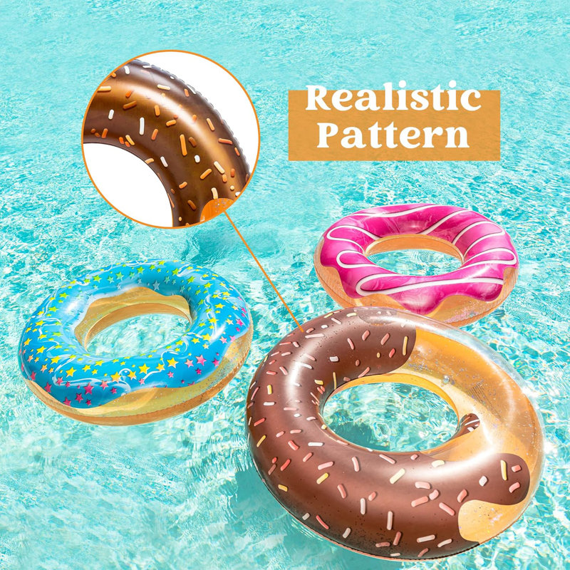 3Pack Donut Inflatable Pool Float with Glitters 32.5”