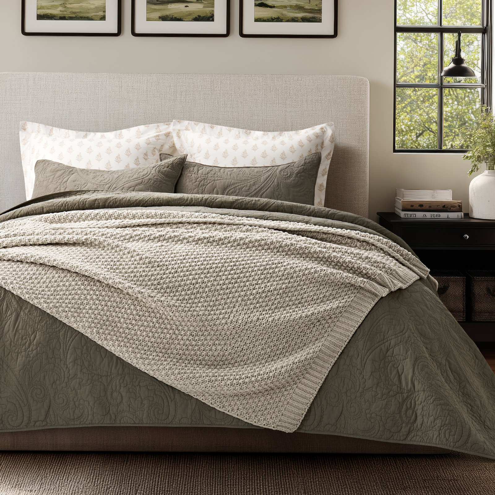 Chunky Chenille Knit Throw Blanket, 80" L x 60" W, Warm Gray