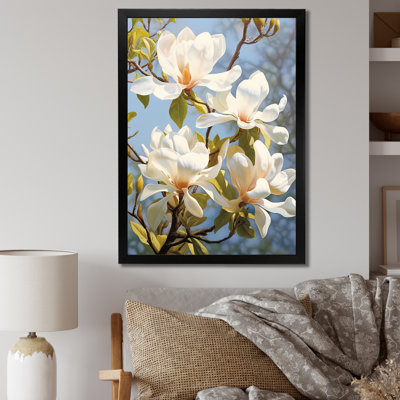 White Yellow Magnolias Magnolia Bliss Ii - Floral Wall Art Living Room