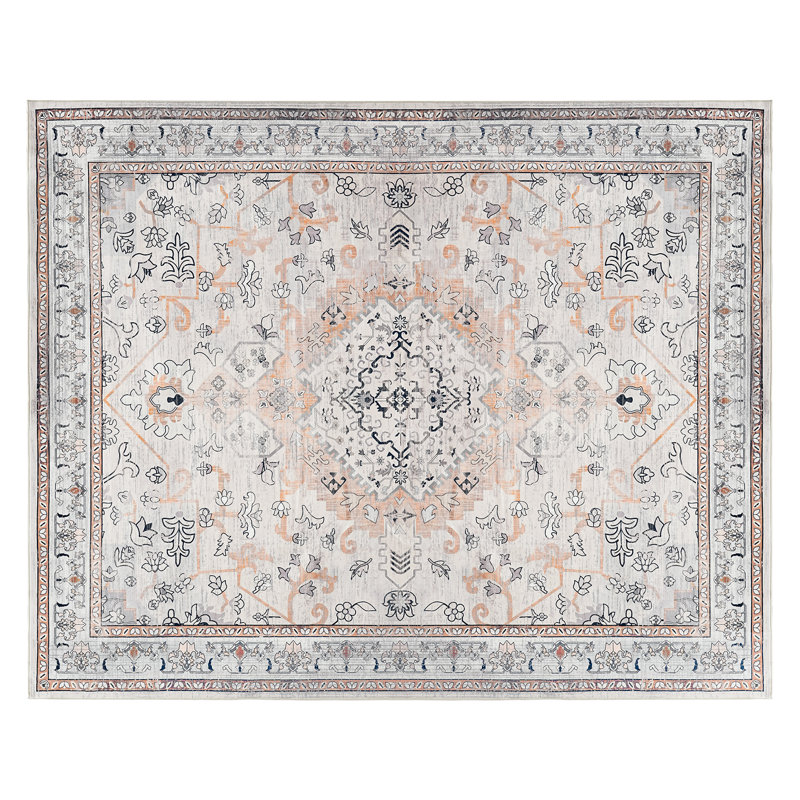 Area Rug, Machine Washable, with Non-Slip TPR Rubber Backing, Rectangle 8' x 10'