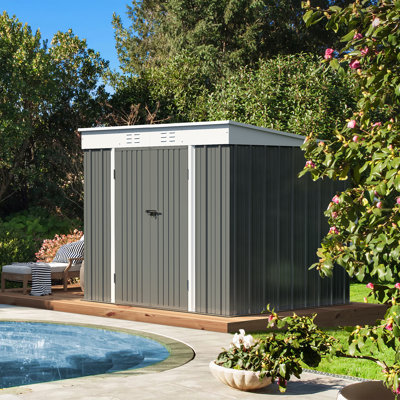 8ft. W x 6 ft. D Metal Vertical Storage Shed