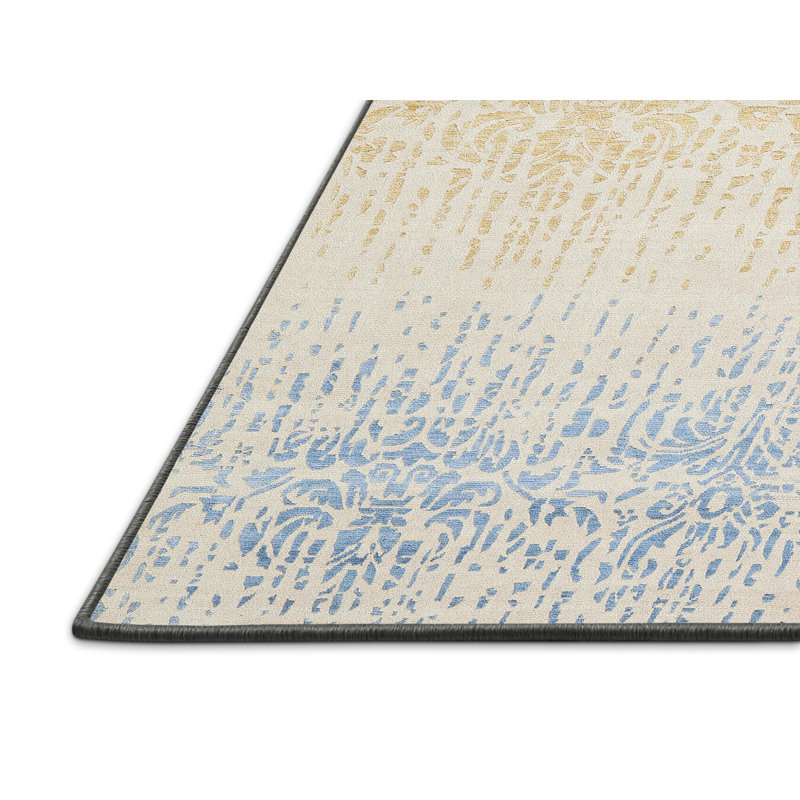 Tapis abstrait gris / bleu / brun, Rectangle 2 pi x 4 pi