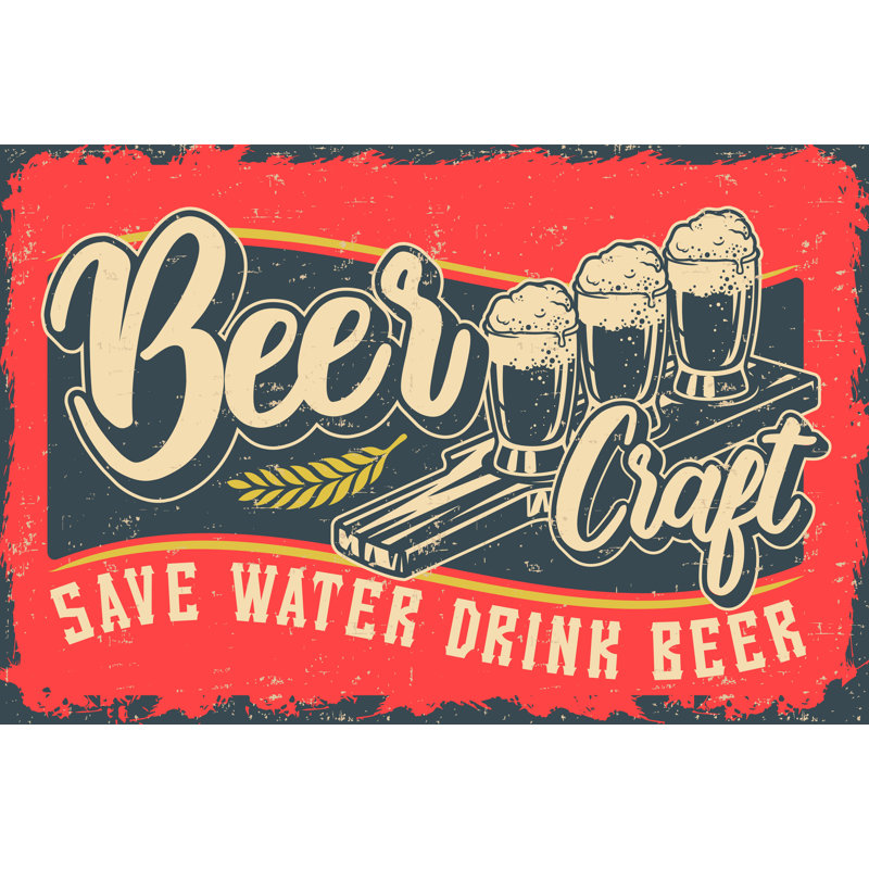 Illustration With Beer - Wrapped Canvas Print, 30cm H x 46cm W x 3.8cm D