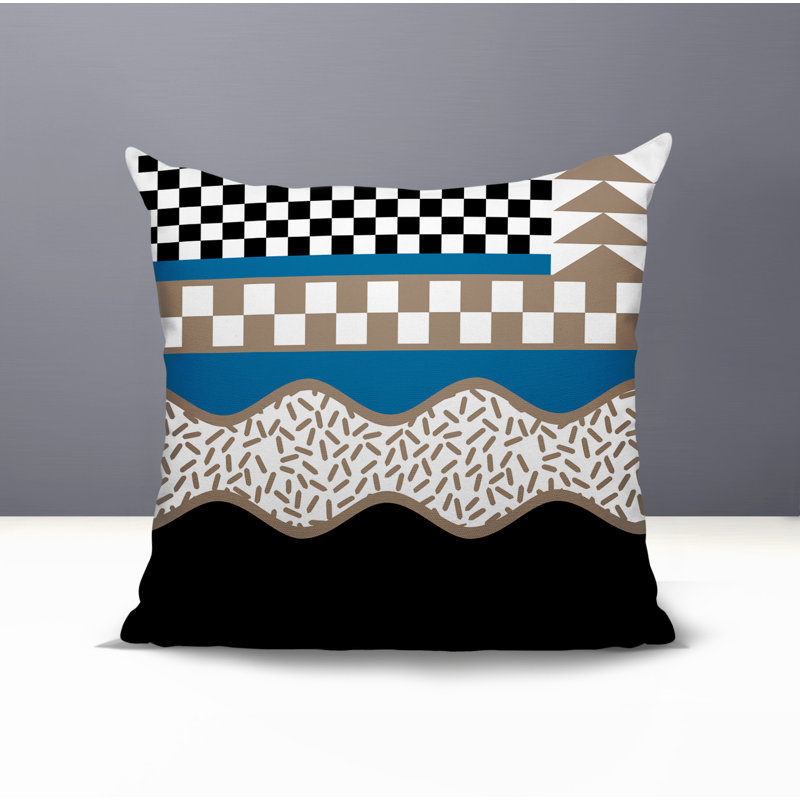 Coussin carré intérieur / extérieur Trix Abstract, Carré 18 po, Turquoise