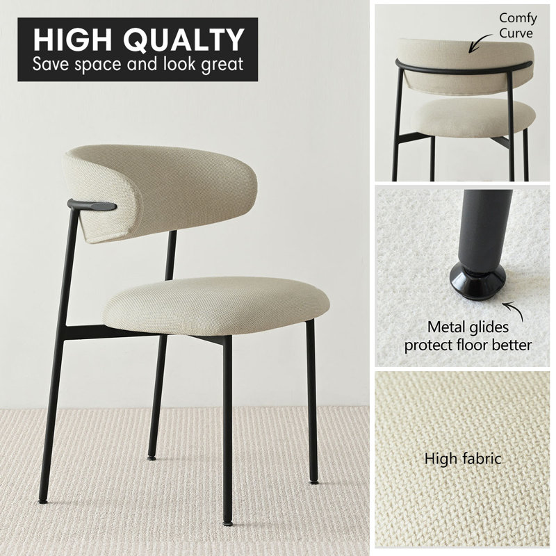 Chaise rembourrée avec pieds en métal, Beige