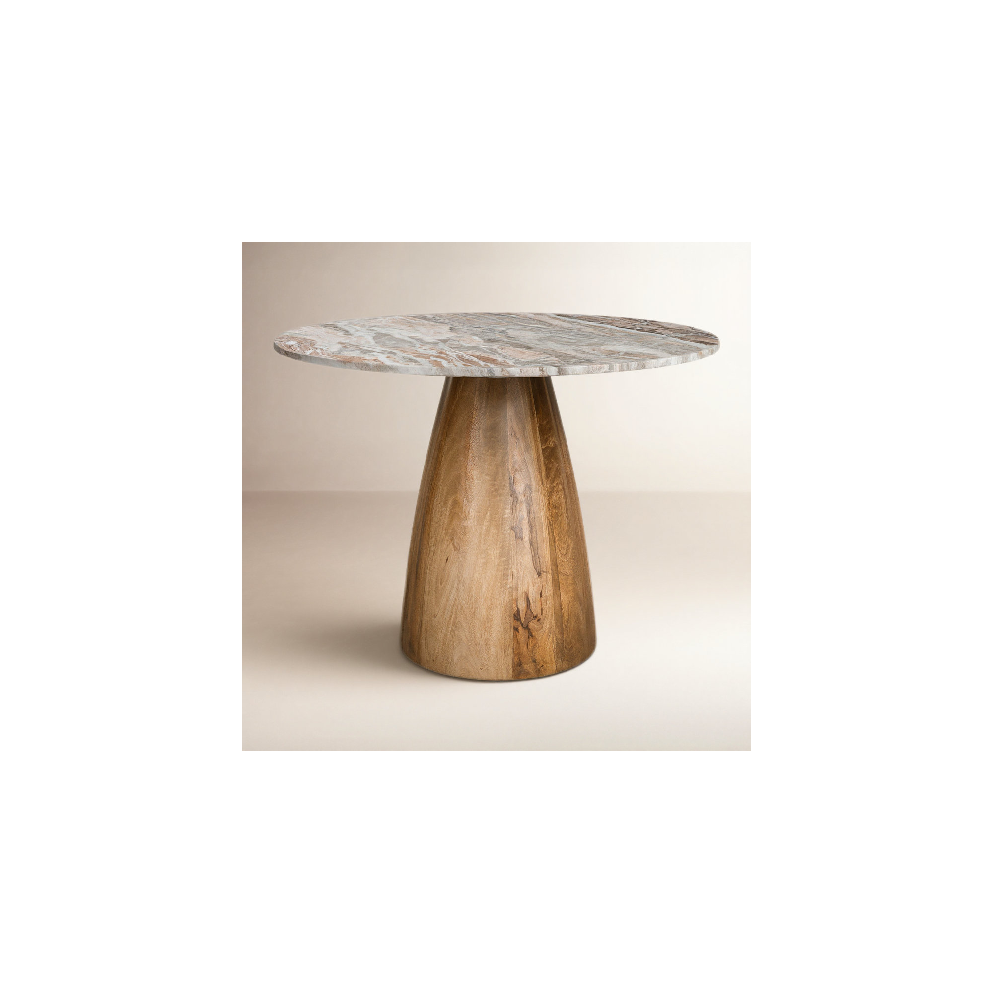 Mellonia Round Genuine Marble Dining Table, 30"H x 42"L x 42"W, Pink