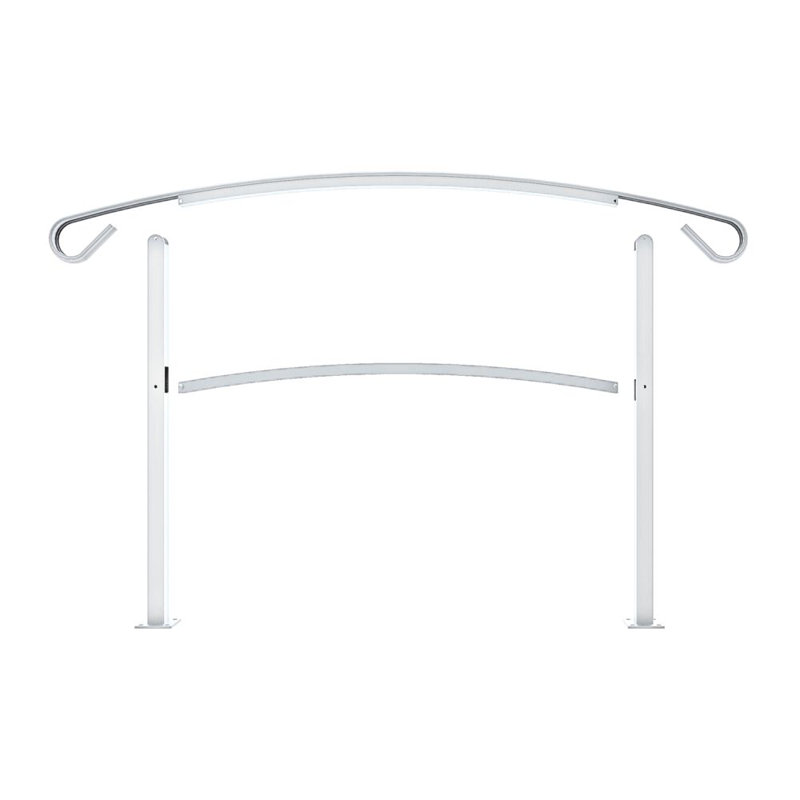 White Aluminum 4-Step Handrail Kit for Stairs and Porches