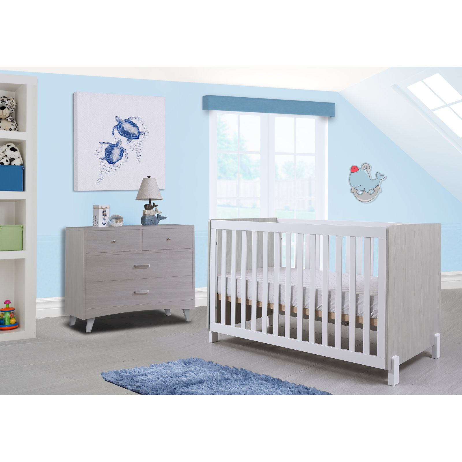 Pannello 3-in-1 Convertible Crib, Grigio